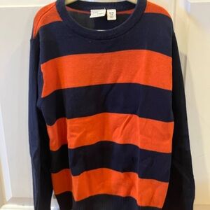 Place Navy and Orange Striped Crewneck Sweater